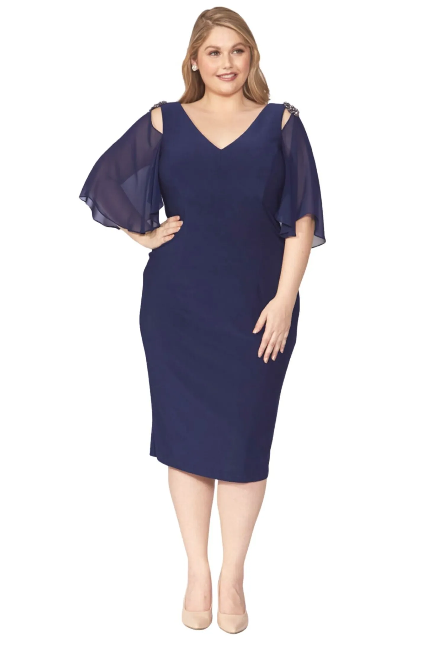 Amber Chiffon Dress - Royal - LJ11