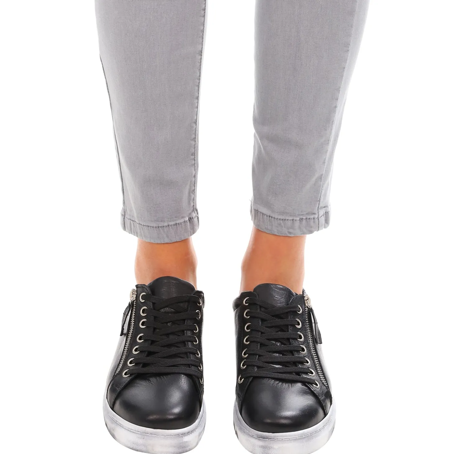 Black Tatter Leather Sneaker - RS3