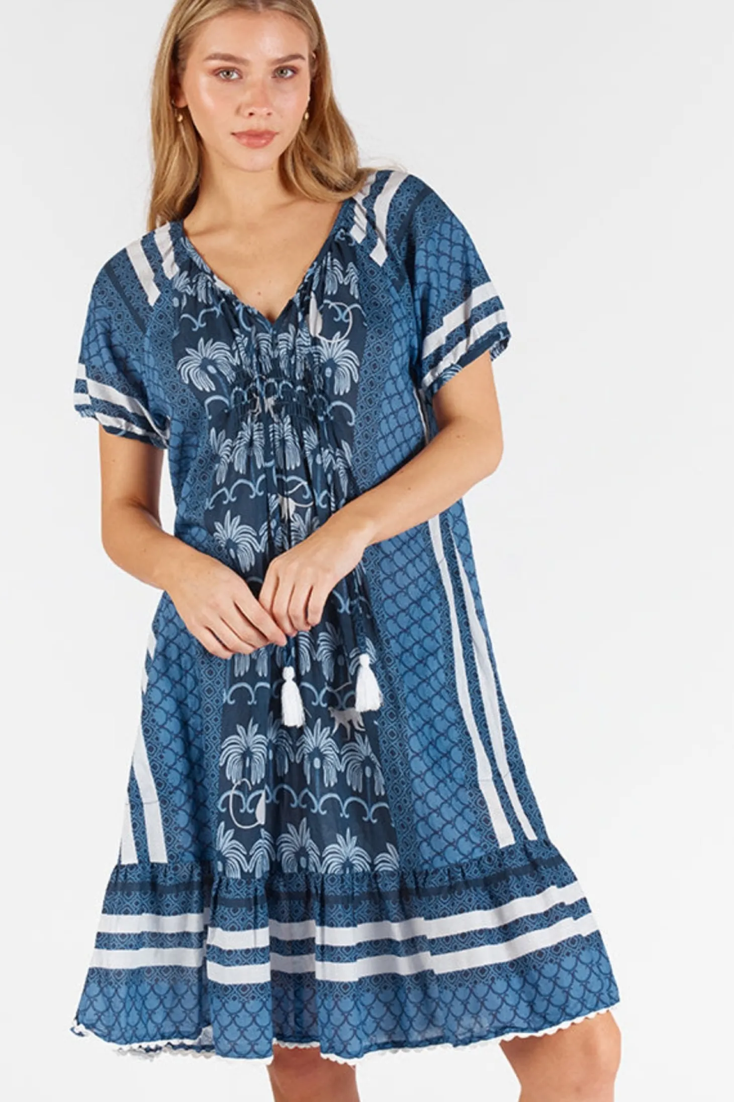 Blakely Shirred Dress - Navy - LL45