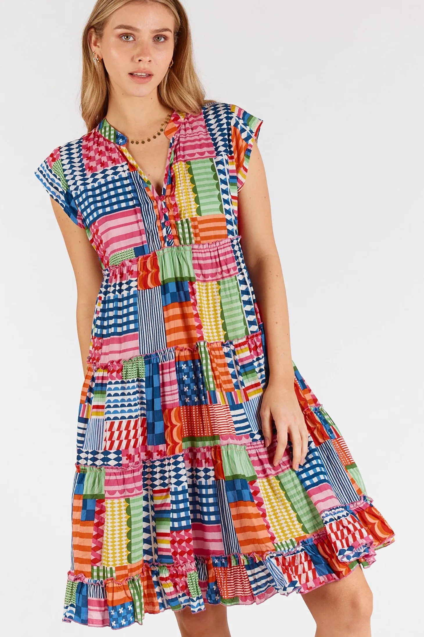 Elena Tiered Dress - Multi - LL44