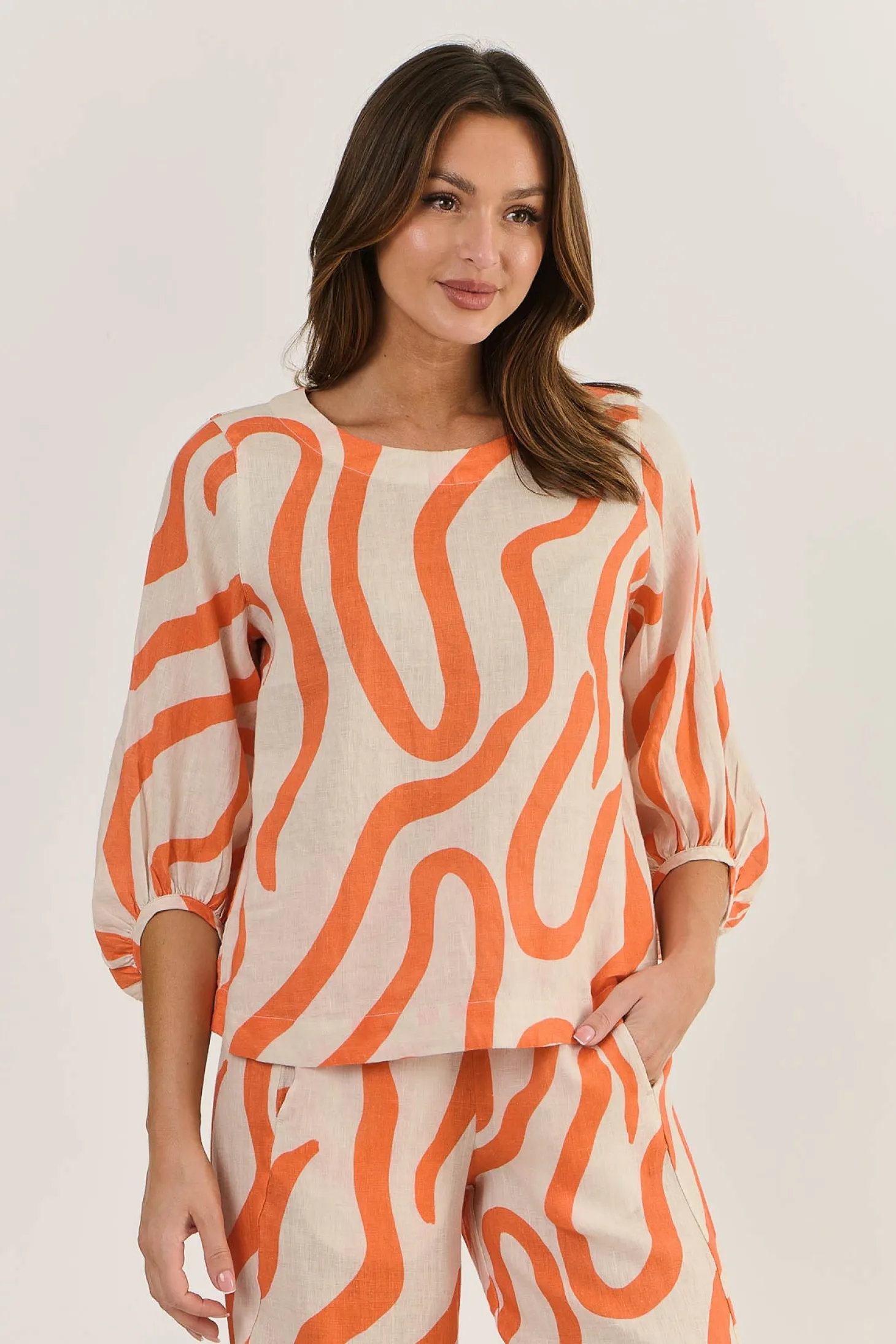 Ember Linen Top - Tamarind - OJ40