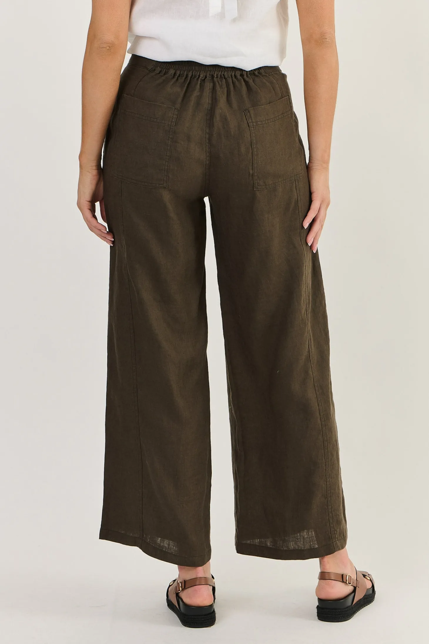Faith Linen Pant - Espresso - OJ39