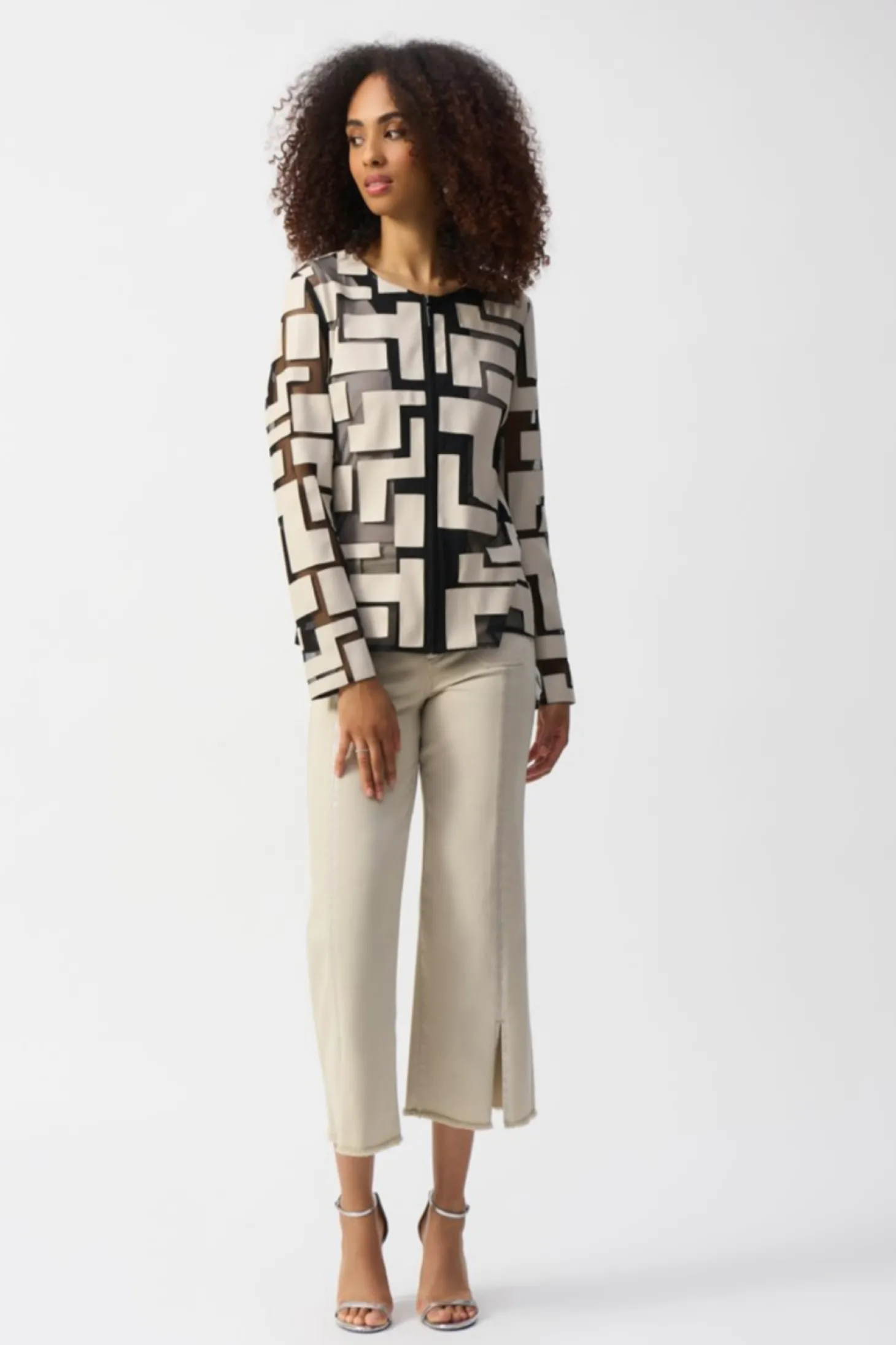 Leatherette Mesh Jacket - Moonstone - JR50