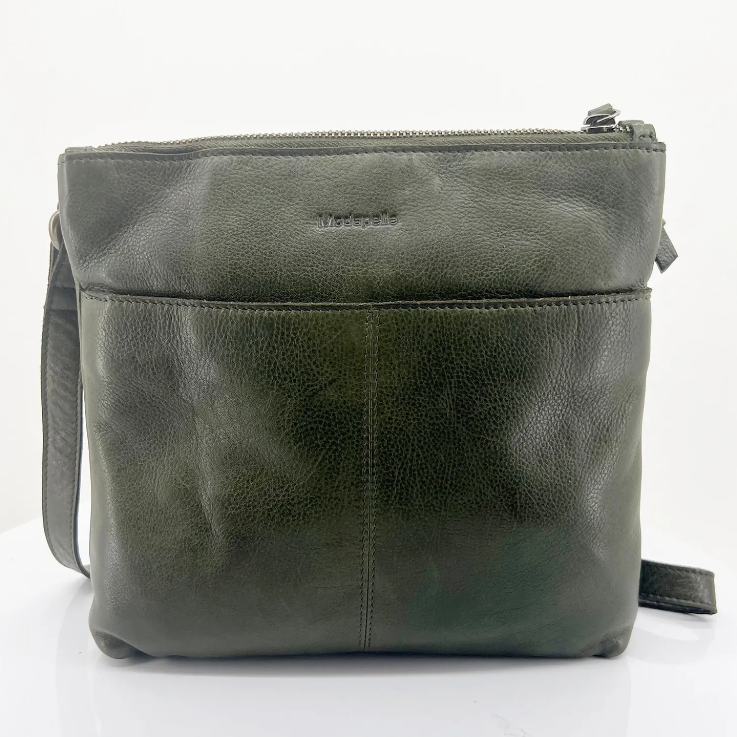 Leonie Leather Cross Bag - Olive - ML23