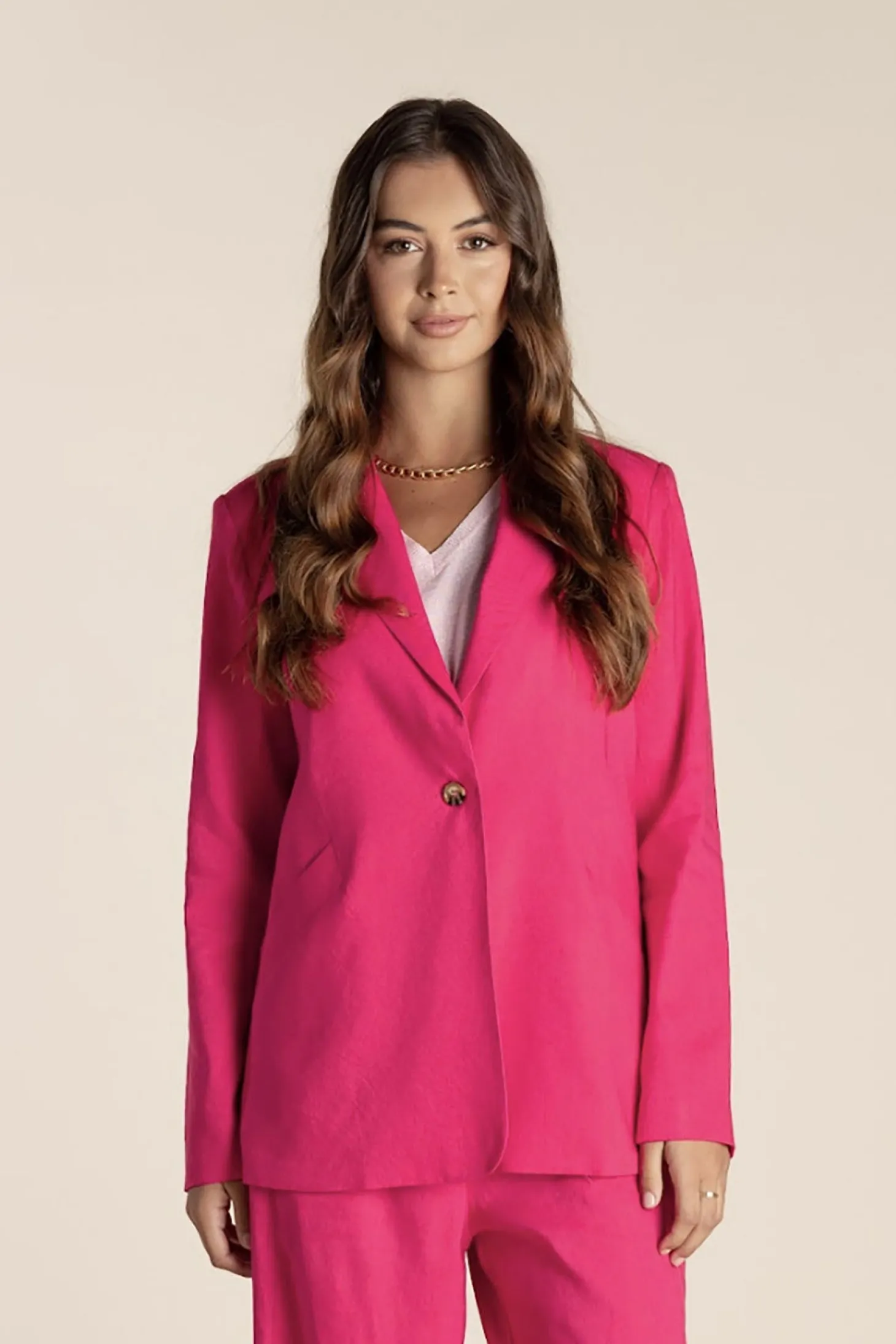 Linen Blazer - Raspberry - TT10