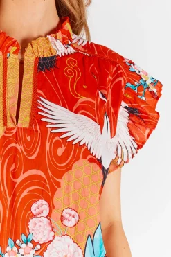 Mitzuki Ruffle Top - Red - LL41