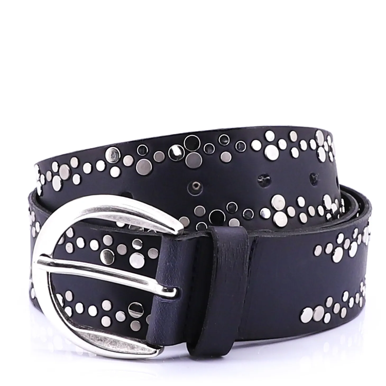 Mixed Rivets & Buckle Belt | Navy