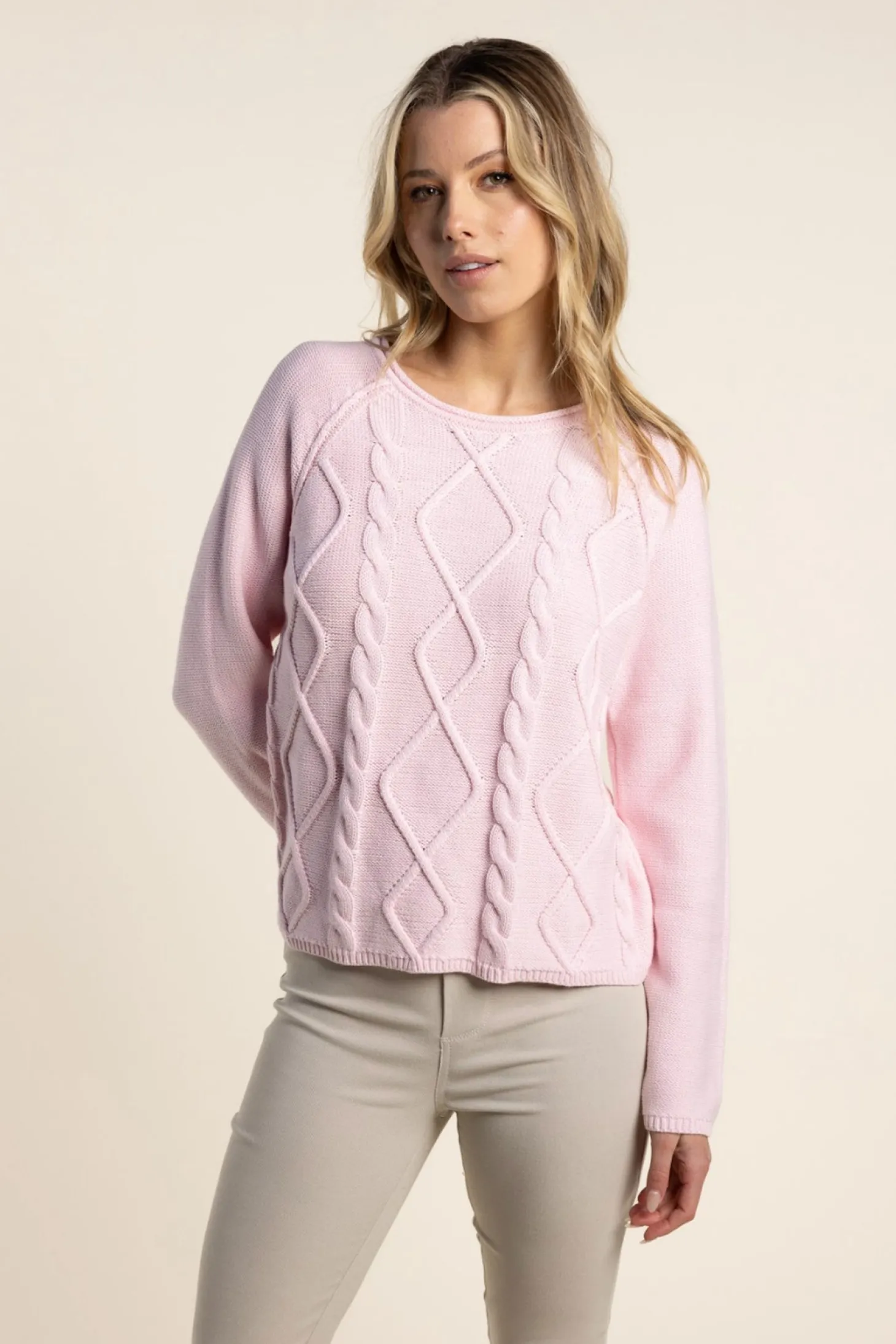 Shyla Cable Knit - Pale Pink - TT32