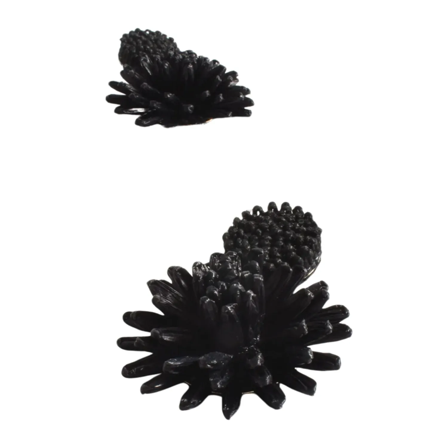 Statement Flower Earrings - Black - AD23
