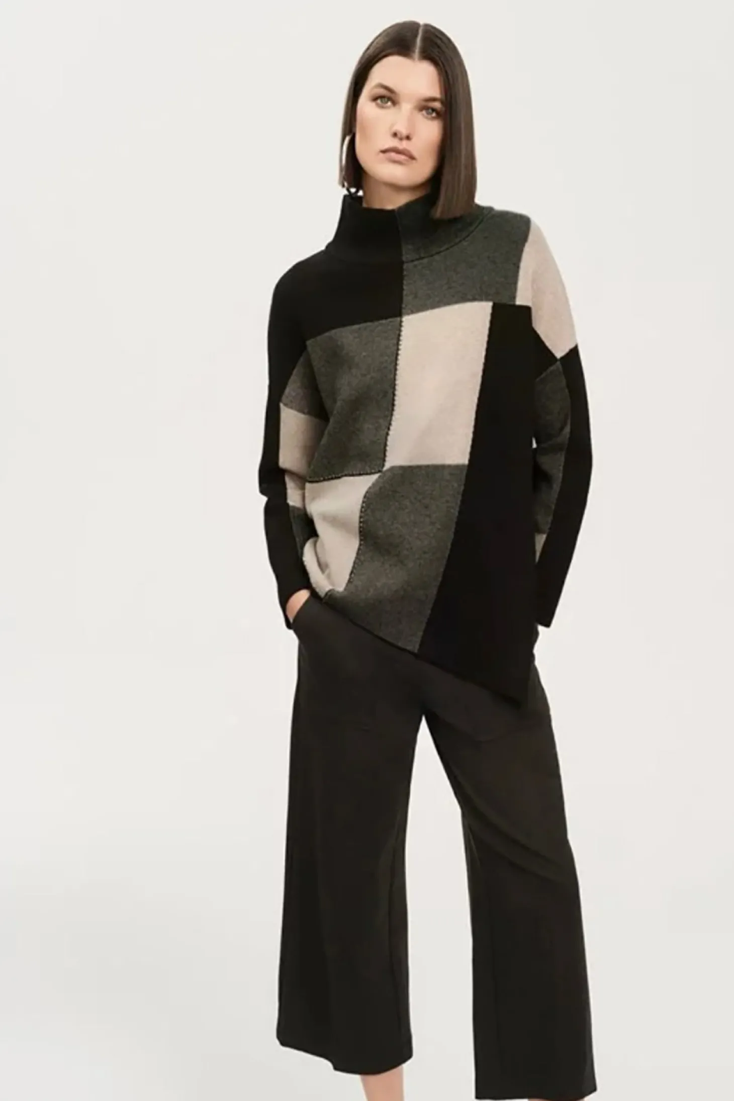 Studded Detail Knit - Taupe Melange/Black - JR17