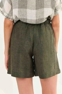 Zoie Linen Shorts - Licorice - OJ26